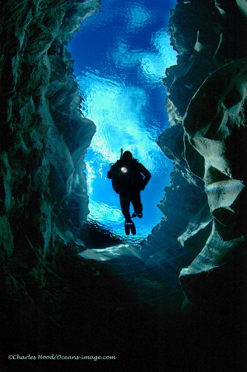 diver in Silfra view from below