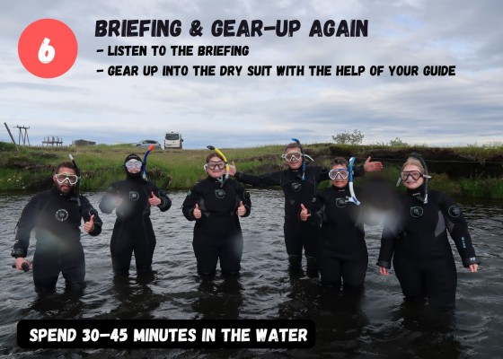 DIVE.IS Double Snorkeling combo in North Iceland briefing and gear up