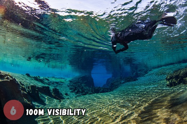 DIVE.IS Hot and cold Silfra snorkeling between the tectonic plates 100m visibility at silfra