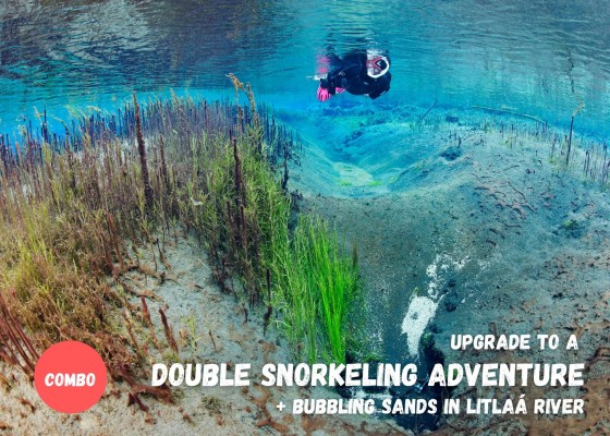 DIVE.IS Nesgjá fissure snorkeling tour in the North Iceland upgrade to double snorkeling tour