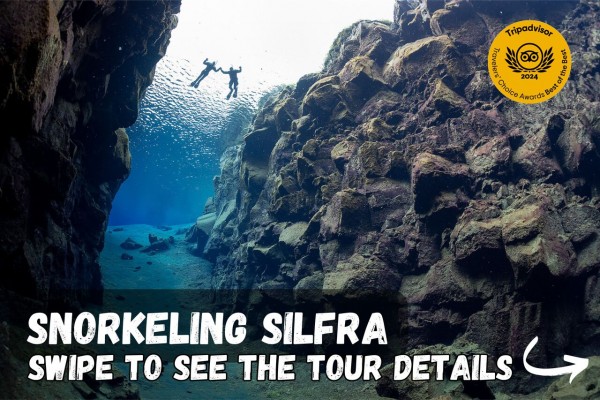 Swipe to see the tour details for the Snorkeling tour with pickup from Reykjavik.