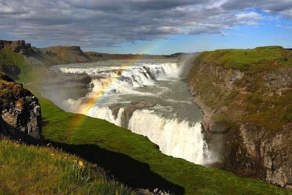 Gullfoss waterfall in summer