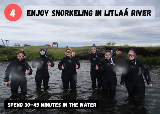 DIVE.IS Whale Watching Bubbling Sands snorkeling tour in North Iceland enjoy snorkeling in litlaa river